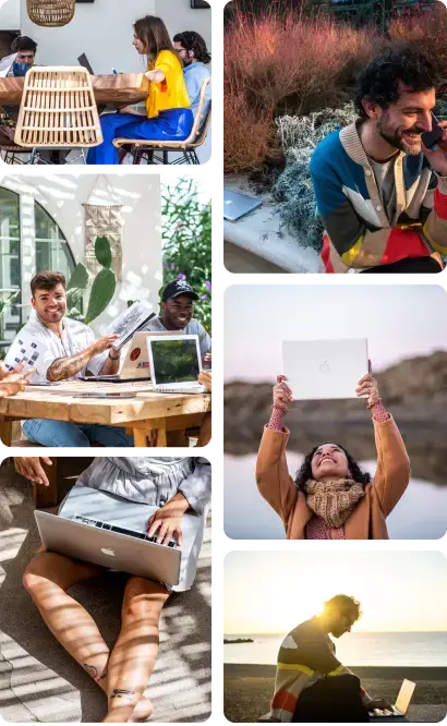 People working remotely